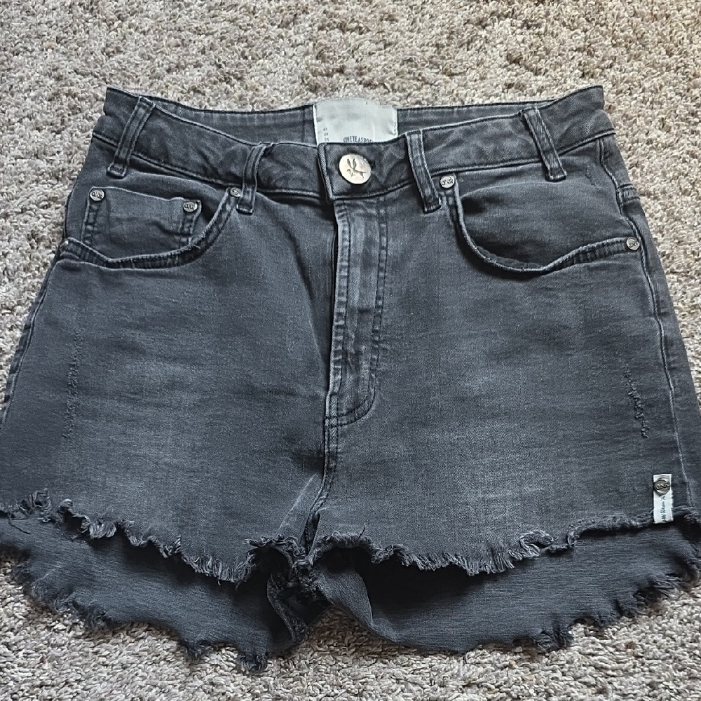 One Teaspoon Charcoal High Waist Bonita Jean Shorts